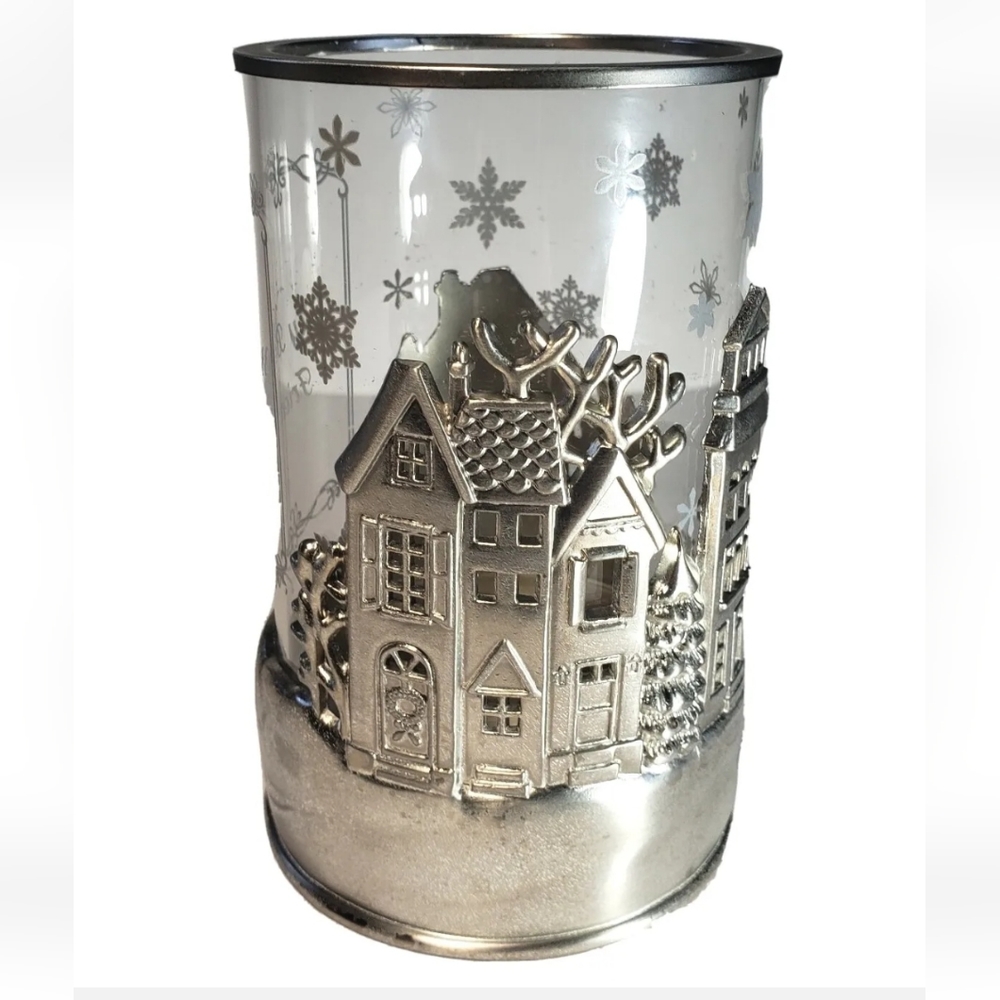 Things Remembered Pewter Cut Out My Best Friend Candle Holder Glass Houses Trees